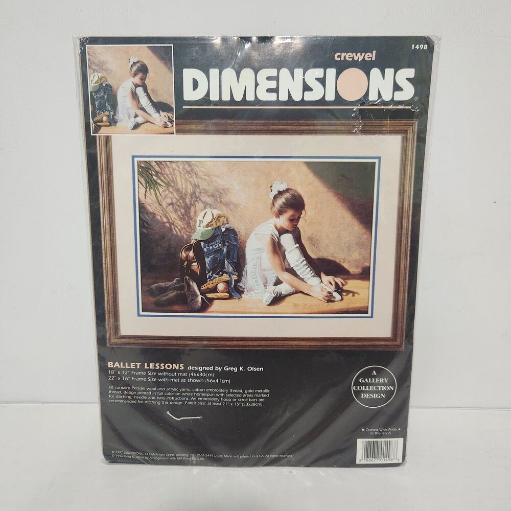 Dimensions BALLET LESSONS 18x12" Crewel Embroidery Stitchery Kit #1498